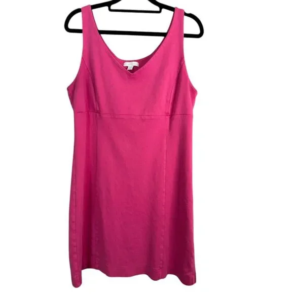 New York & Company Pink Sleeveless Dress Size M Knee Length Cotton Casual - Picture 2 of 6